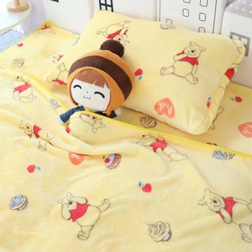 卡通毛毯法蘭絨學生辦公室午睡蓋毯日系小熊兒童空調毯子宿舍床單