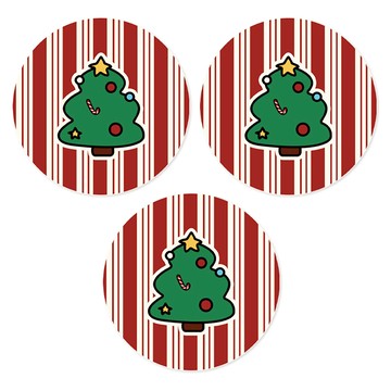 小麥購物 聖誕杯墊  14 x 14cm  聖誕樹  3個