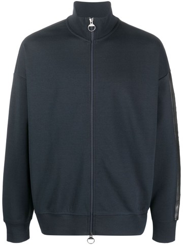 Armani Exchange - side-stripe zip-up sweatshirt - men - Polyester/Elastane/Cotton - M - Blue