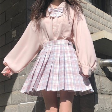 💗特惠💗秋新款日系燈籠袖寬松襯衫 中長款學院風尖領襯衫 女學生長袖JK打底襯衣