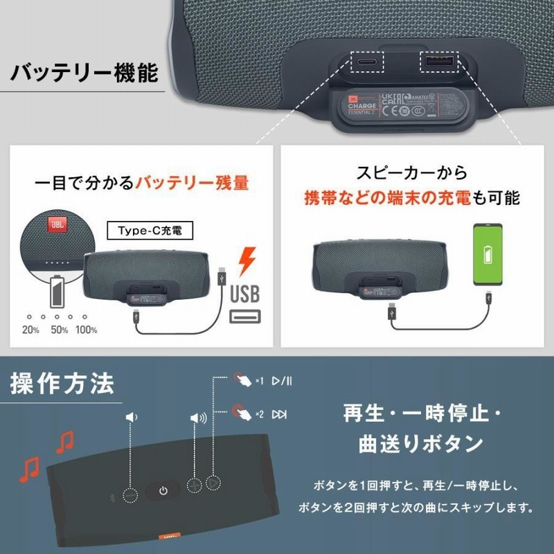 スピーカー Bluetooth ポータブル ワイヤレススピーカー JBL
