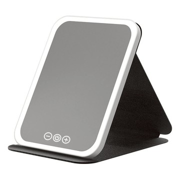 LED摺疊化妝鏡 五段調節 三種光源 Type-C充電  黑色  1個