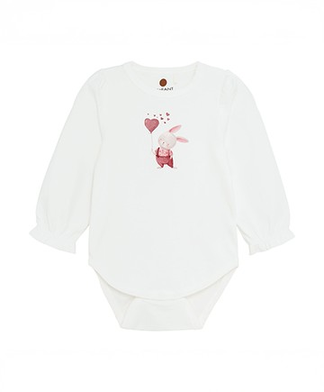 紳士兔白色長袖包屁衣80cm