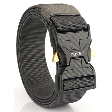 戶外休閑彈力松緊帆布皮帶自動快脫插扣戰術腰帶男作訓工裝褲帶潮