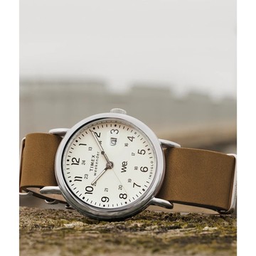 TIMEX  天美時  週末系列  每天都是休假日 40毫米休閒風格手錶 (奶油x棕 TXTW2W86900)