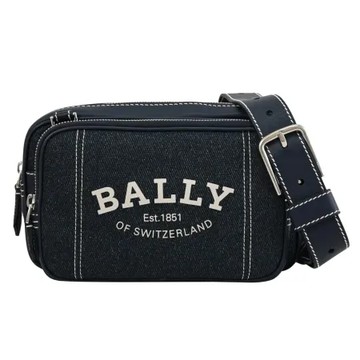 BALLY 6300175 CHADD 經典燙印LOGO二合一拉鍊斜背相機包.牛仔藍