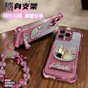 可愛貓鏡子支架 iPhone 17 air 16 PRO 15 plus 14 max 13 17E 16E 手機殼