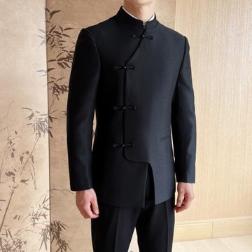 新中式國風立領西裝套裝2025新款結婚訂婚禮服潮流高級感中山裝