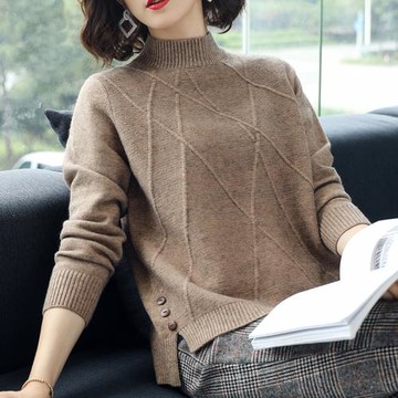 媽媽秋冬上衣長袖新款羊毛小衫打底外穿毛衣女中年輕寬松時尚洋氣