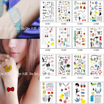 熱門卡通 小清新款 共2000款👑大邱紋身👑【T08C】DaQie 防水 紋身貼 紙 刺青貼 紙 紋身貼紙 T08