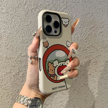 大頭照適用蘋果17promax手機殼iPhone16pro卡通菲林二合一保護套15pro女13可愛14新