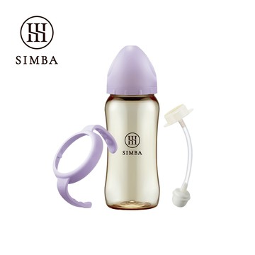 小獅王辛巴 NO.5蘊蜜鉑金PPSU寬口吸管把手防脹氣奶瓶360ml(紫芙)-學飲適用