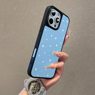 ✨iPhone手機殼✨藍底滿屏白星星適用于蘋果16promax手機殼iPhone15plus硅膠11磁吸