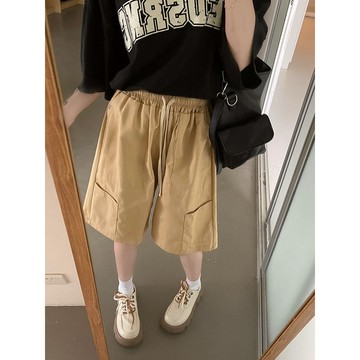 M-4XL 大尺碼工裝短褲女夏薄款高腰顯瘦小個子休閑中褲寬松a字闊腿五分褲