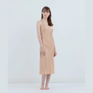 Foo Tokyo福東京 純蠶絲細肩洋裝 粉米色