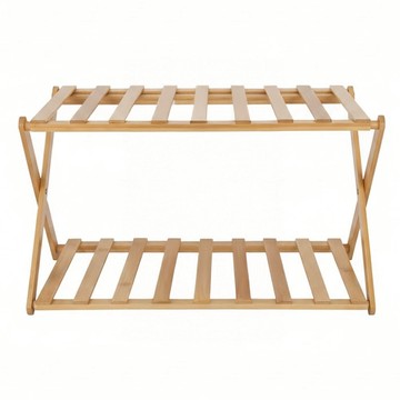 沐慕家居 免安裝折疊竹製多層鞋架 2層  1個