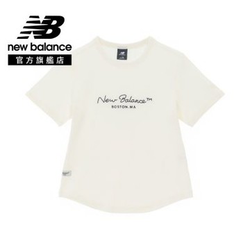 【New Balance】薄針織短袖上衣_女性_米白色_WT62Y2OVSST 版型正常