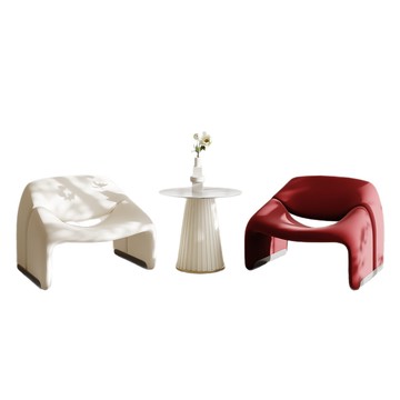 法式奶油色ins風懶人沙發椅美容院會所小戶型休息區洽談桌椅組合【0113103DD】