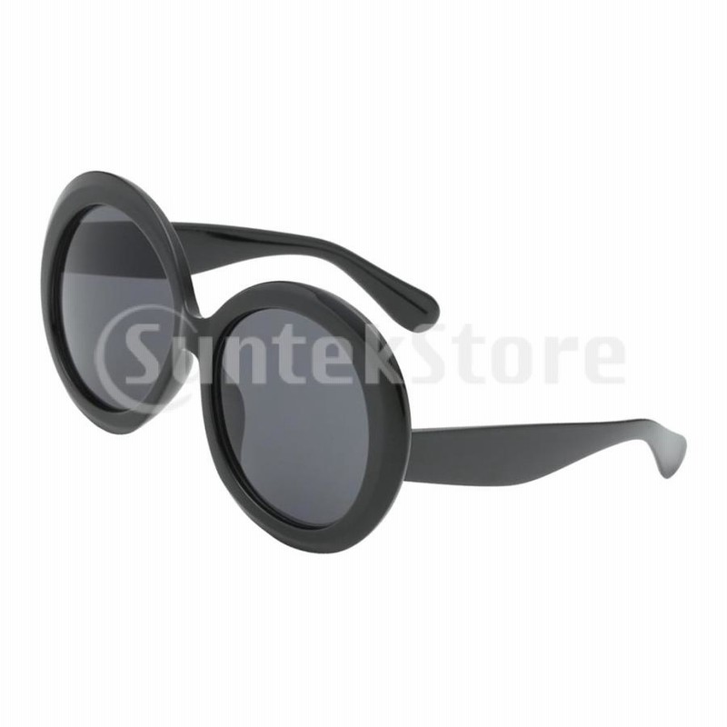 ブラックフレーム サングラス グレー レンズ 未来的な特大のラウンドサングラスブラックフレームグレーレンズ