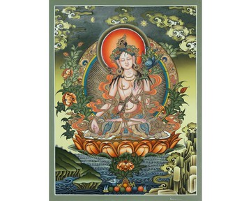 白度母唐卡畫寓意長壽與療癒 | 神聖的藏傳佛教女神