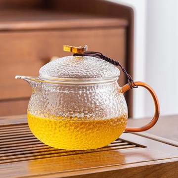 錘紋玻璃茶壺單壺泡茶家用茶具濾網內置茶水分離辦公室耐高溫加熱