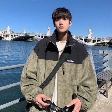 日系cityboy鹿皮絨外套男美式復古vintage棒球服春秋款飛行員夾克