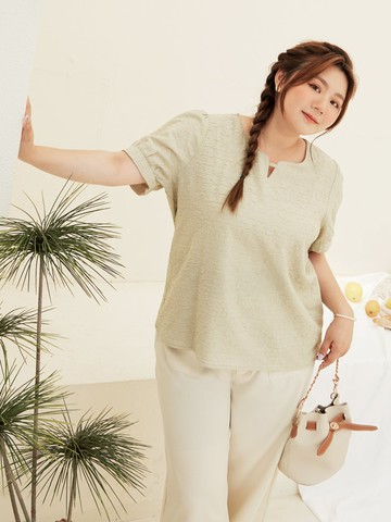 立體紋理造型領拋袖上衣