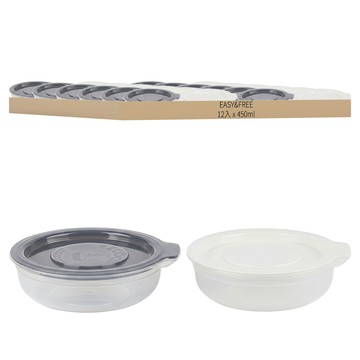 EASY&FREE 可微波圓形保鮮盒 450ml Set 12件  12 個容器 + 12 個蓋子  1組
