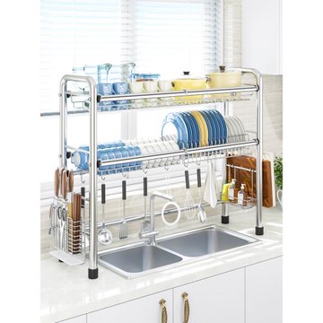 達派屋304不銹鋼廚房水槽置物架碗架瀝水架水池上放碗碟收納架