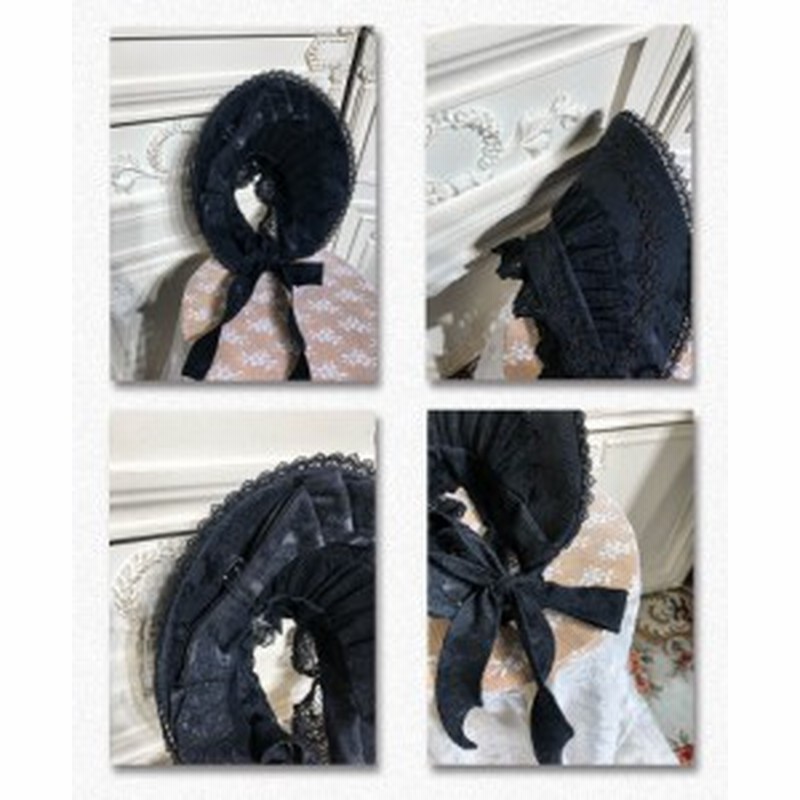 ロリータ Hinanaqueena Rococo ボンネット 帽 ヘッドドレス フリル レース リボン ゴスロリ 黒ロリ 通販 Lineポイント最大1 0 Get Lineショッピング