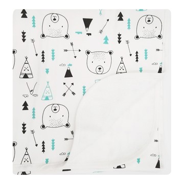 竹纖維三層嬰兒防水隔尿墊 棉+竹纖維材質  帳篷小熊 白色  1個