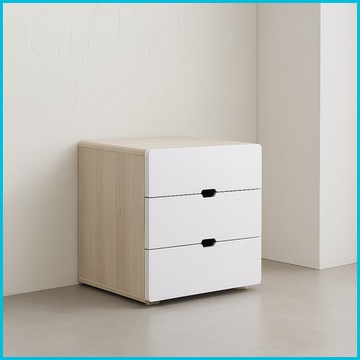 JD Furniture Romi II 3層抽屜床頭櫃, 楓木白+棕色
