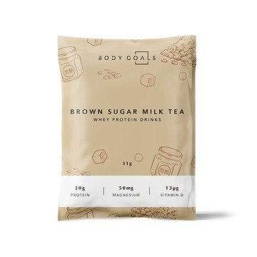 Body Goals 多效乳清蛋白飲-黑糖奶茶口味 隨手包60入組(31g/包60包/盒)