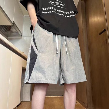 夏季撞色休閒短褲男女潮流透氣速幹寬鬆運動跑步沙灘五分褲學生工作褲 休閒短褲 五分褲 男生短褲 九分褲 哈倫褲男 束口褲男