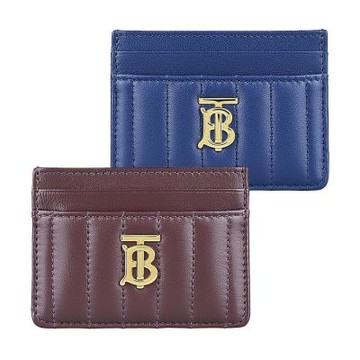 BURBERRY LOLA金字TB LOGO絎縫線條設計羊皮卡片夾(多色)