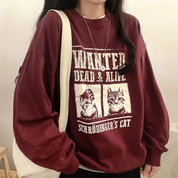 Vuja de 純棉衛衣 大學t 薄衛衣 長袖上衣 oversize 大學t 潮流衣服 ins風 刷毛 印花 秋冬上衣