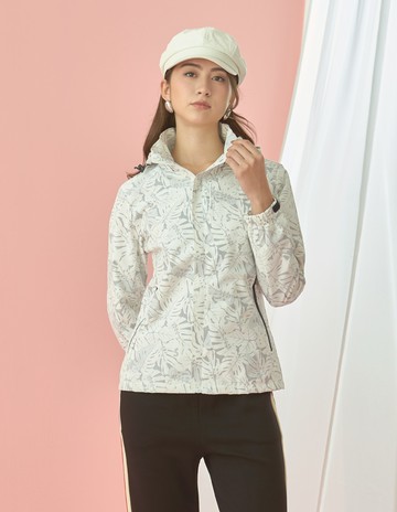 ★【喜芝梅】熱帶雨林 輕薄防風葉片印花可拆式連帽立領外套(四色；M-3L) 225800120