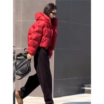 歐貨時尚高級感短款百搭棉衣服冬季2026年寬松連帽設計感保暖外套