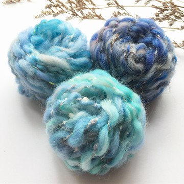 湖水藍DIY手捻線球包/手紡線/毛線/DIY材料/材料包/手作材料包