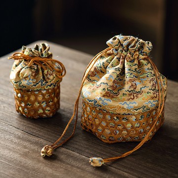 哲明 手工竹編杯簍主人杯袋茶具收納袋茶壺布袋杯籠旅行便攜中式