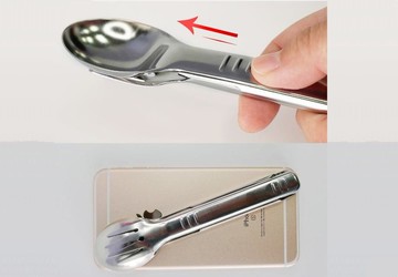 現貨 口袋餐具 3 合 1 -叉子湯匙筷子不鏽鋼材質 野餐 露營 飛機