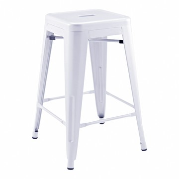 E-home 約克工業風可堆疊金屬吧檯椅-座高66cm-四色可選白色