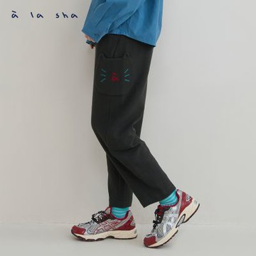 a la sha 貓咪口袋造型老爺褲