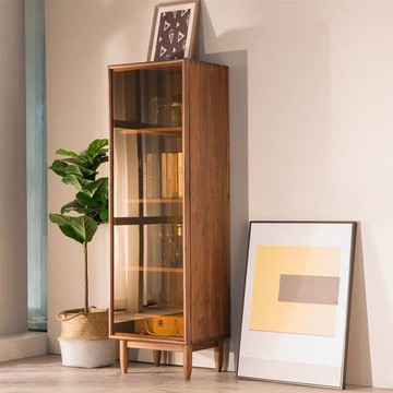 書架 書櫃 置物架 餐邊櫃 展示櫃 北歐實木書櫃簡約現代手辦玻璃門收納櫃日式客廳展示櫃電視邊櫃X