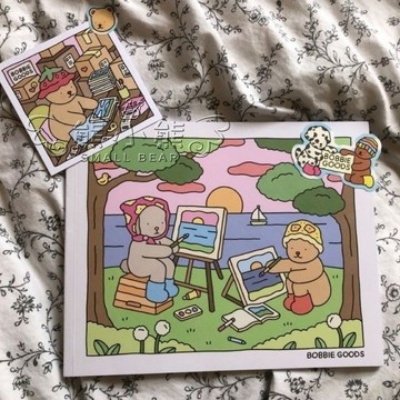 【塗色本】可愛繪畫本大學生圖畫本帶圖案博比塗色書diy解壓塗色繪本全套