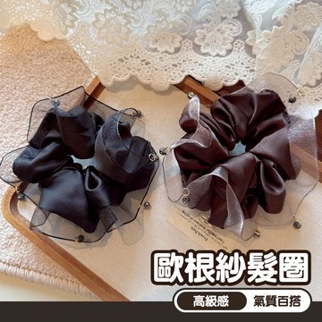 髮飾 髮圈 水鑽髮圈 飾品 歐根紗 緞面 綁頭髮 高馬尾 髮束 大腸圈 女生髮圈 女髮飾 韓國髮飾 小皮筋 高級感034
