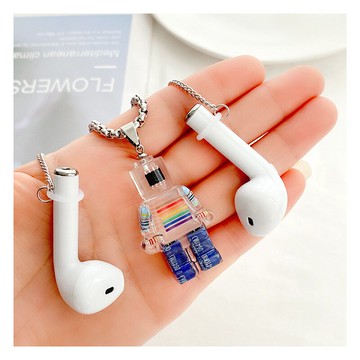 airpods防丟項鏈創意嘻哈機器人掛鏈吊墜蘋果無線藍牙耳機防脫鏈