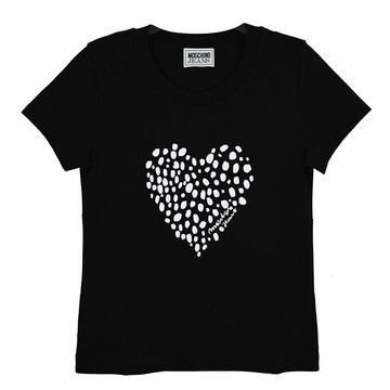 MOSCHINO 經典品牌愛心點點圖樣棉質短T恤.黑