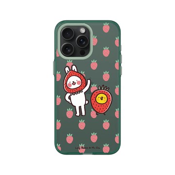iPhone 15 Pro Max Clear 憂墨綠 - 懶散兔與啾先生 Lazy Rabbit and Mr.Chu - 草莓