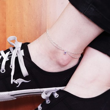 薄暮 腳踝鍊 雙層設計 925純銀女生腳鍊